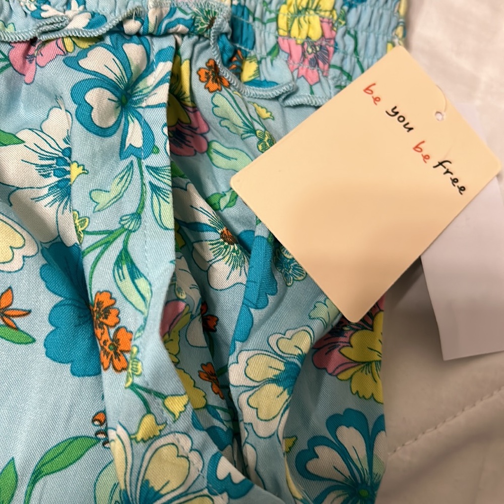 Bebop pants palazzo style rayon casual floral printed blue lounge, New XL, 2X - Picture 10 of 11